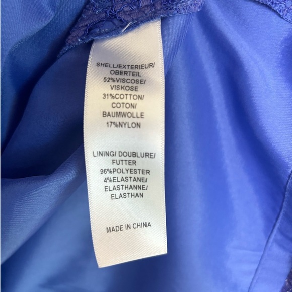 NWT Adrianna Papell Cobalt Blue Lace Overlay Knee Length Sheath Dress 12 - Picture 6 of 11